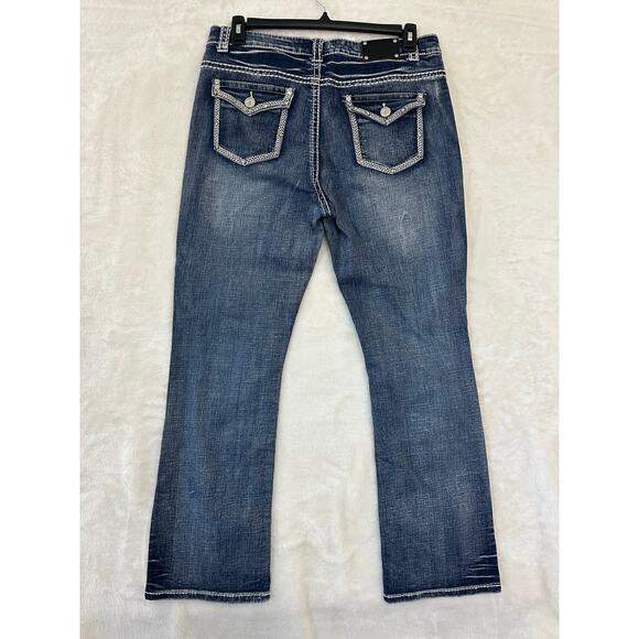Live Hard Jeans 16 Womens Thick Stitch Concert Rock Embellish - Picture 2 of 11